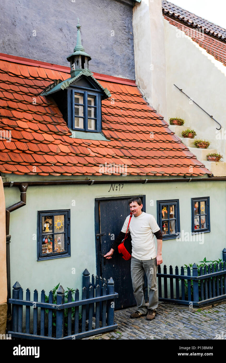 Golden Lane - il Castello di Praga, Praga, Repubblica Ceca Foto Stock