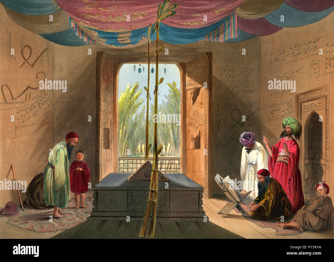 Un dipinto della tomba di Sultan Mahmud di Ghazni, nel 1839â€"40, con porte di legno di sandalo a lungo creduto di sono state saccheggiate da Somnath, che egli ha distrutto in c. 1024, ma più successivamente ha trovato per essere repliche dell'originale Foto Stock