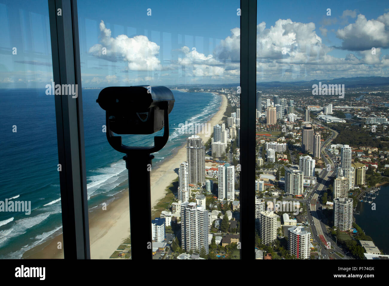 Vista dal Q1 grattacielo e Surfers Paradise, Gold Coast, Queensland, Australia Foto Stock