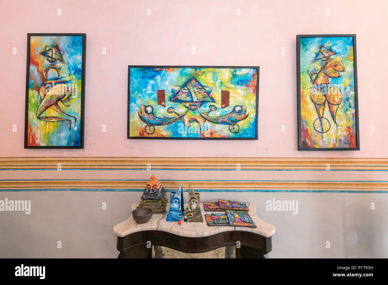Vista interna del Museo de Arquitectura Colonial nel Patrimonio Mondiale UNESCO città di Trinidad, Cuba. Foto Stock