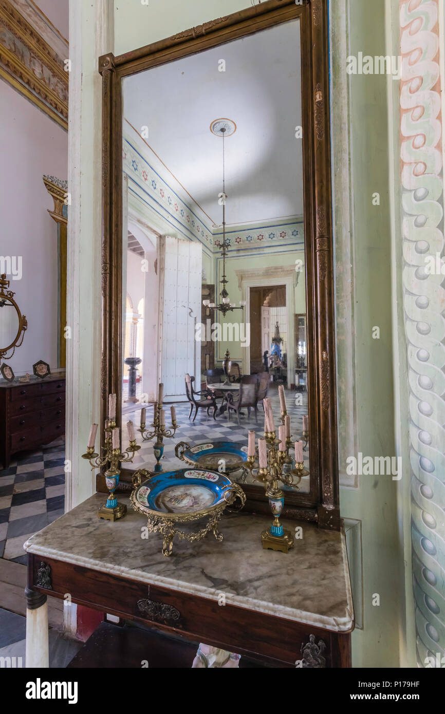 Vista interna del Palacio Cantero, Museo Comunale Histórico nel Patrimonio Mondiale UNESCO città di Trinidad, Cuba. Foto Stock