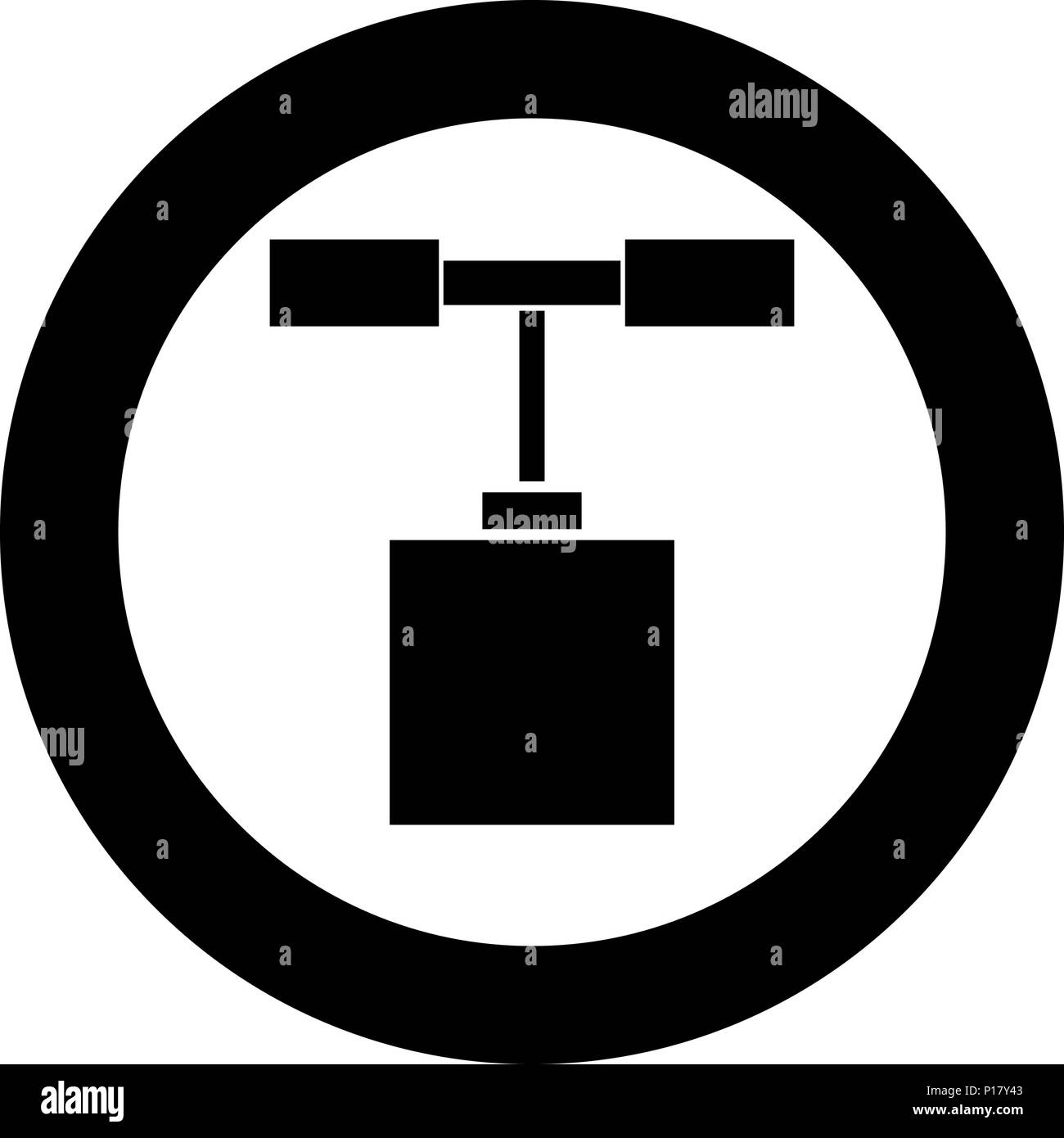 Detonator Icona colore nero in cerchio intorno vettore I Illustrazione Vettoriale