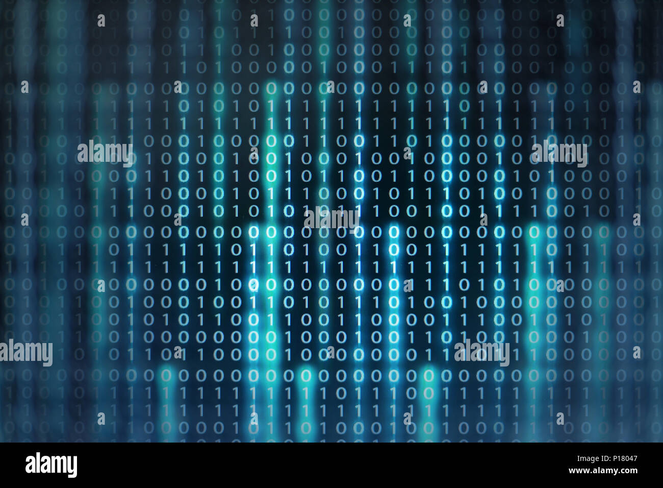 Aumento dell'età IA. intelligenza artificiale il trasferimento dei dati. Concetto digitale, high tech defocalizzata luce blu e verde dello sfondo. Foto Stock