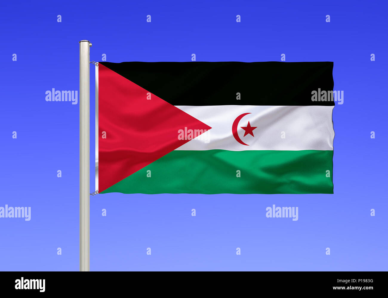 Bandiera del Sahara Occidentale, Repubblica araba dell Africa sub-sahariana, Flagge von Westsahara, Arabische Republik Sahara Foto Stock