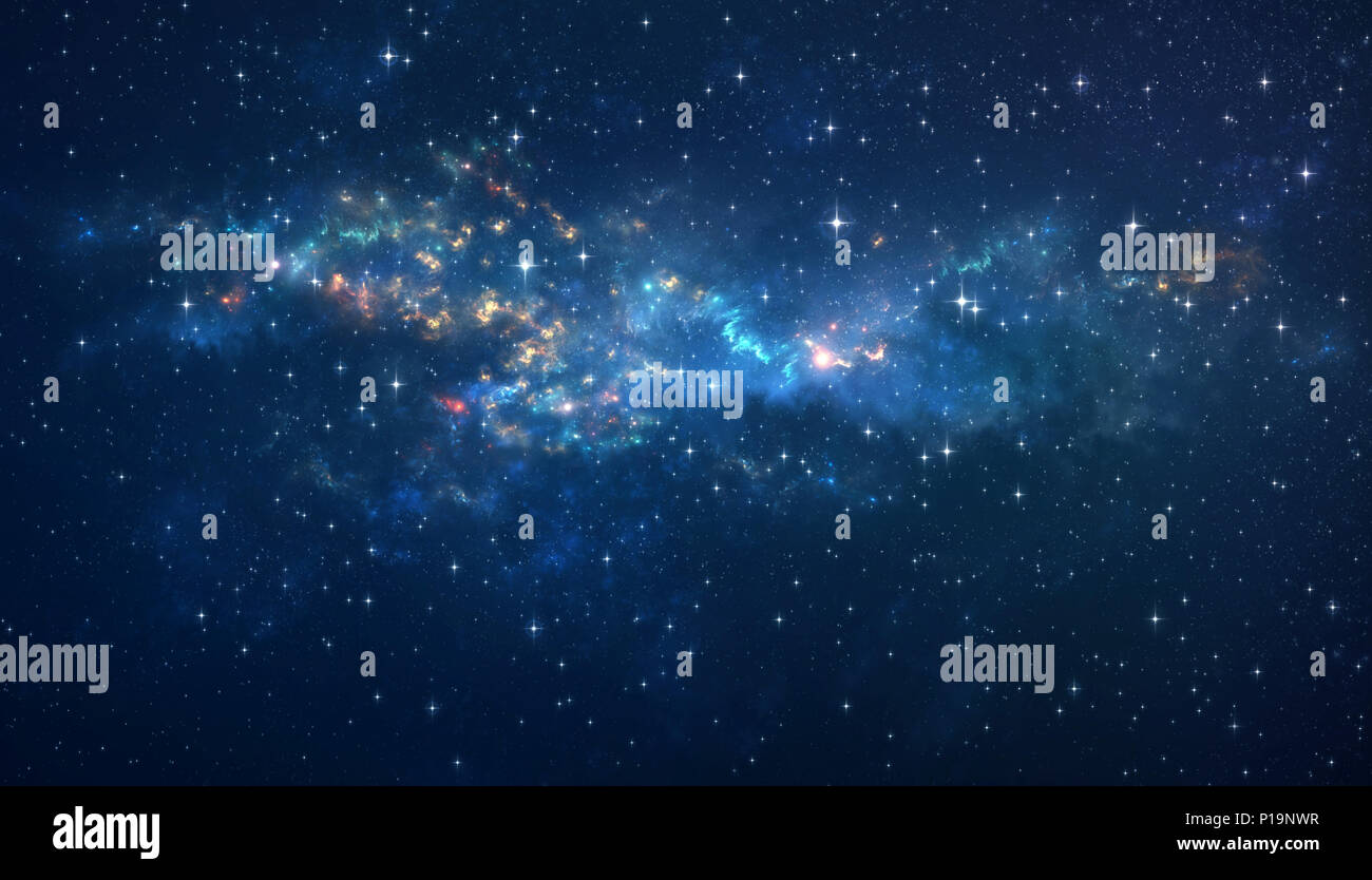 Spazio profondo pieno di star clusters e galassie. Universo infinito in alta risoluzione. Foto Stock