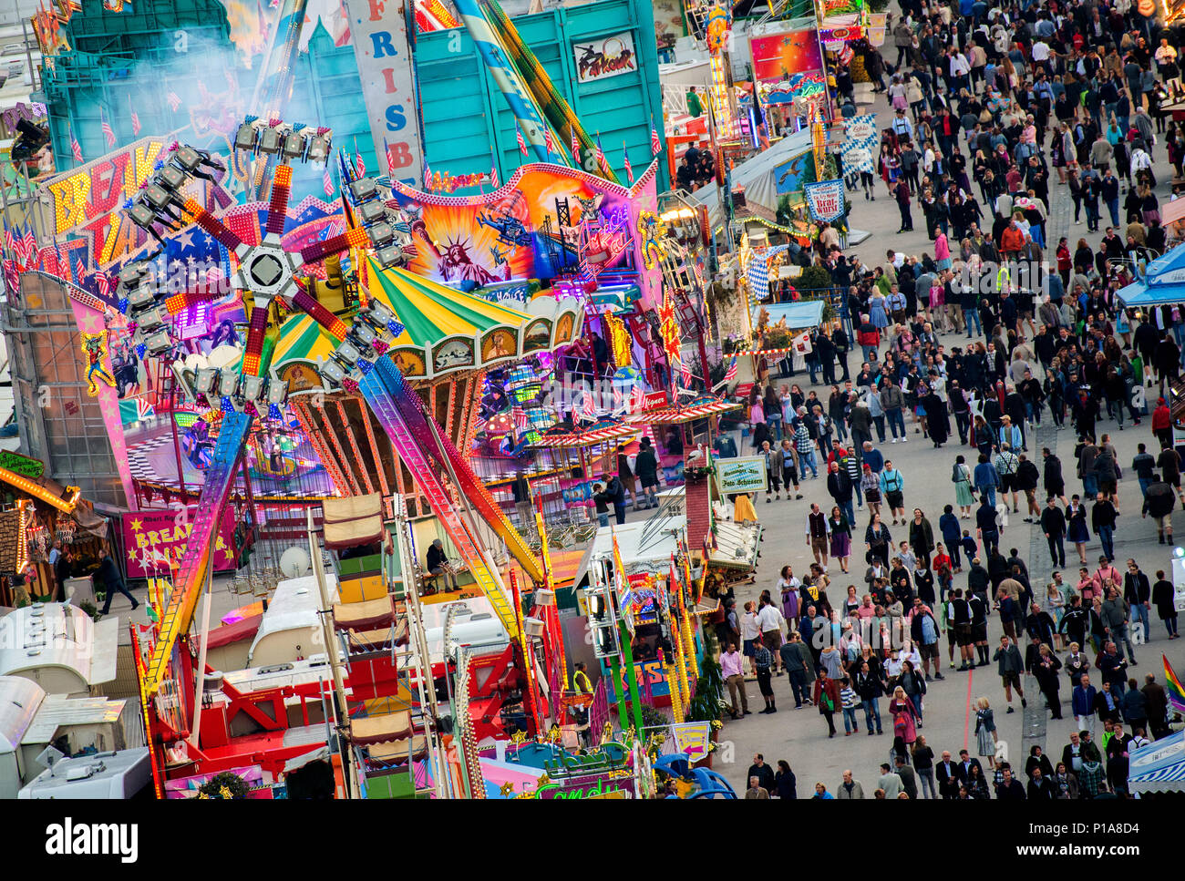 Muenchen, Germania, vista sull'Oktoberfest sulla Theresienwiese Foto Stock