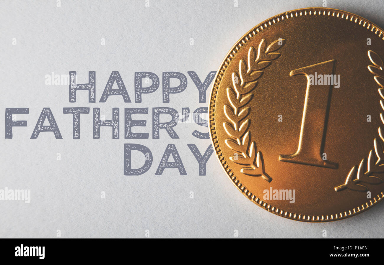 La festa del papà numero gold una medaglia. Foto Stock