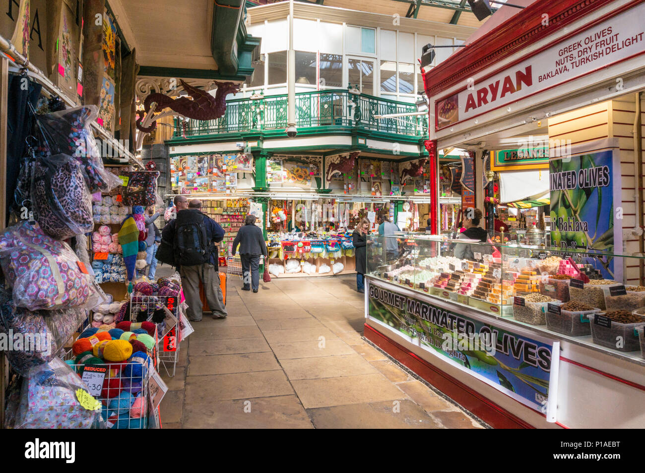 Yorkshire Inghilterra leeds yorkshire Inghilterra leeds kirkgate market il mercato coperto kirkgate leeds city centre leeds Yorkshire Regno unito Gb europa Foto Stock
