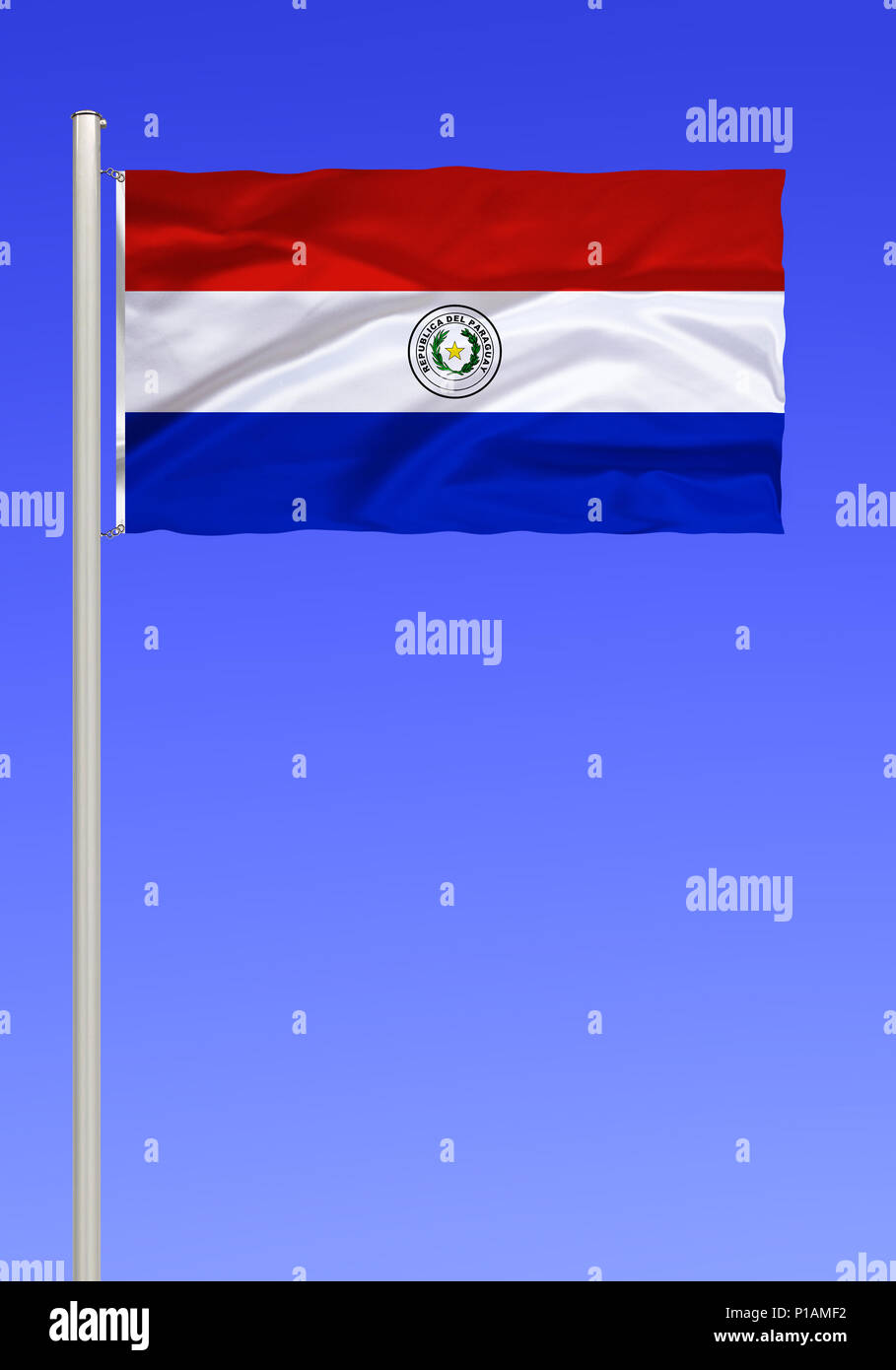 Bandiera del Paraguay, Sud America, paese senza sbocco sul mare, Flagge von Paraguay, Suedamerika, Binnenstaat Foto Stock