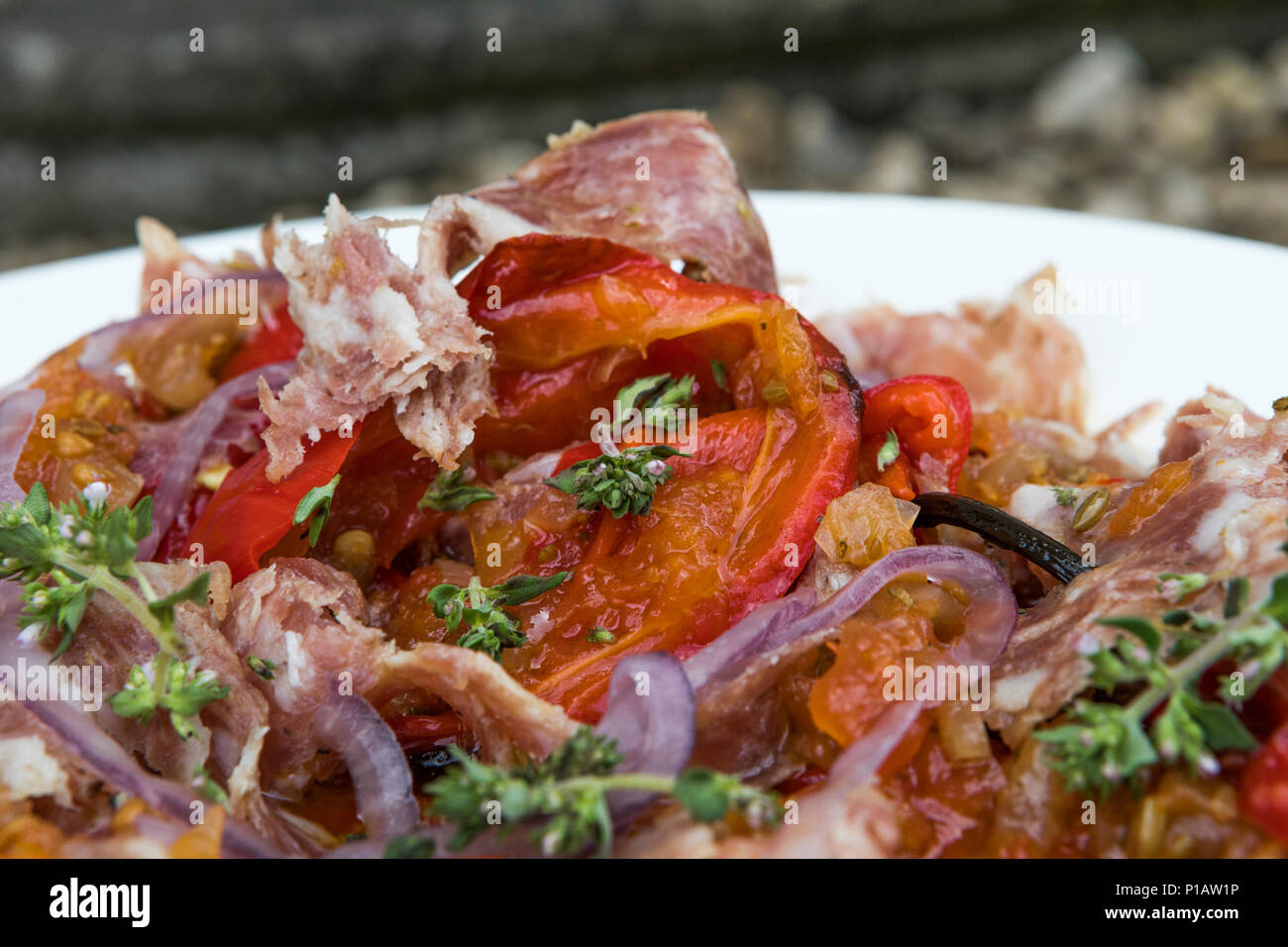 Finocchiona: salame di Finocchio Arrosto di romano peperoni e timo. Foto Stock