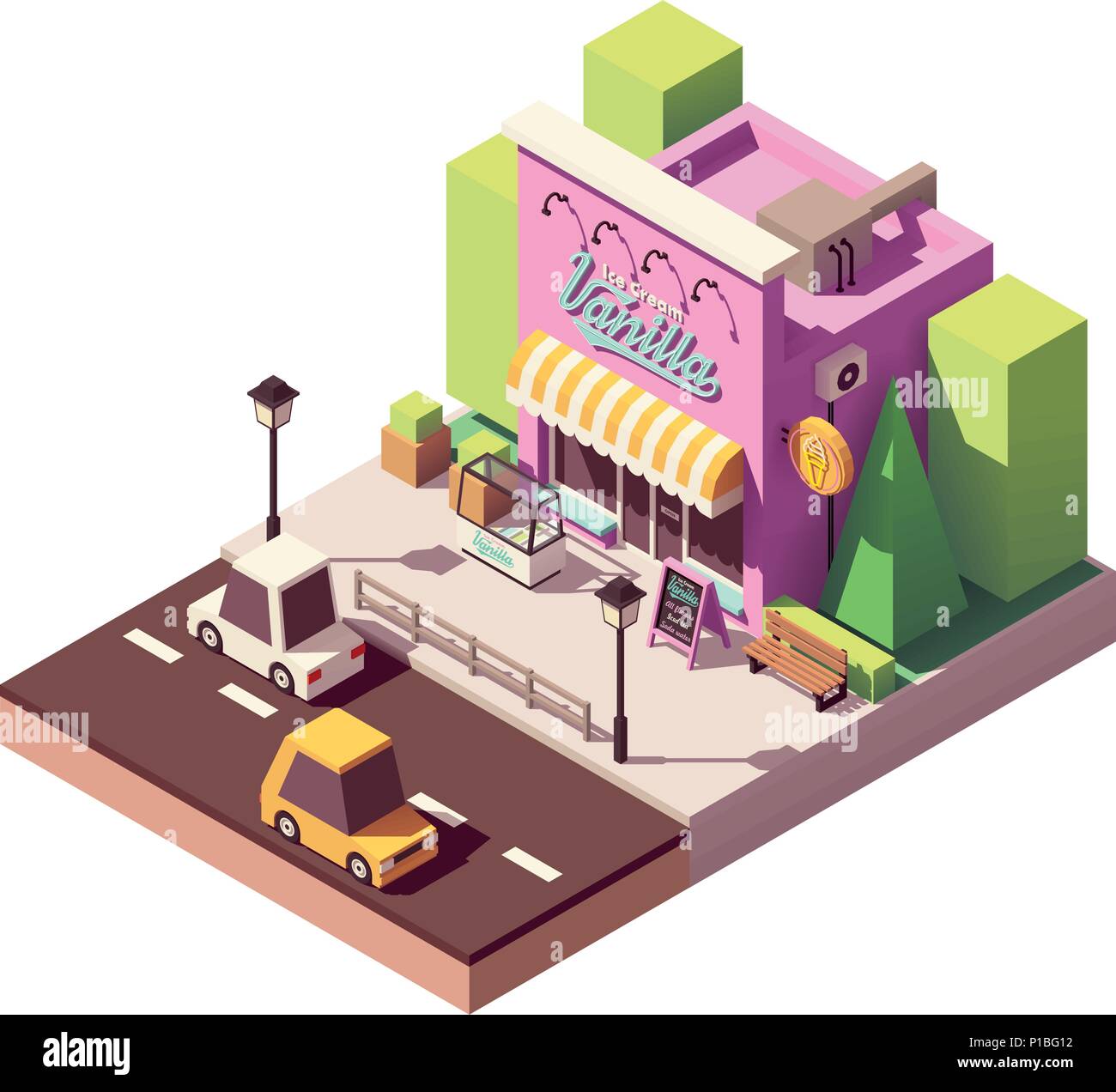 Isometrica del vettore gelateria Illustrazione Vettoriale