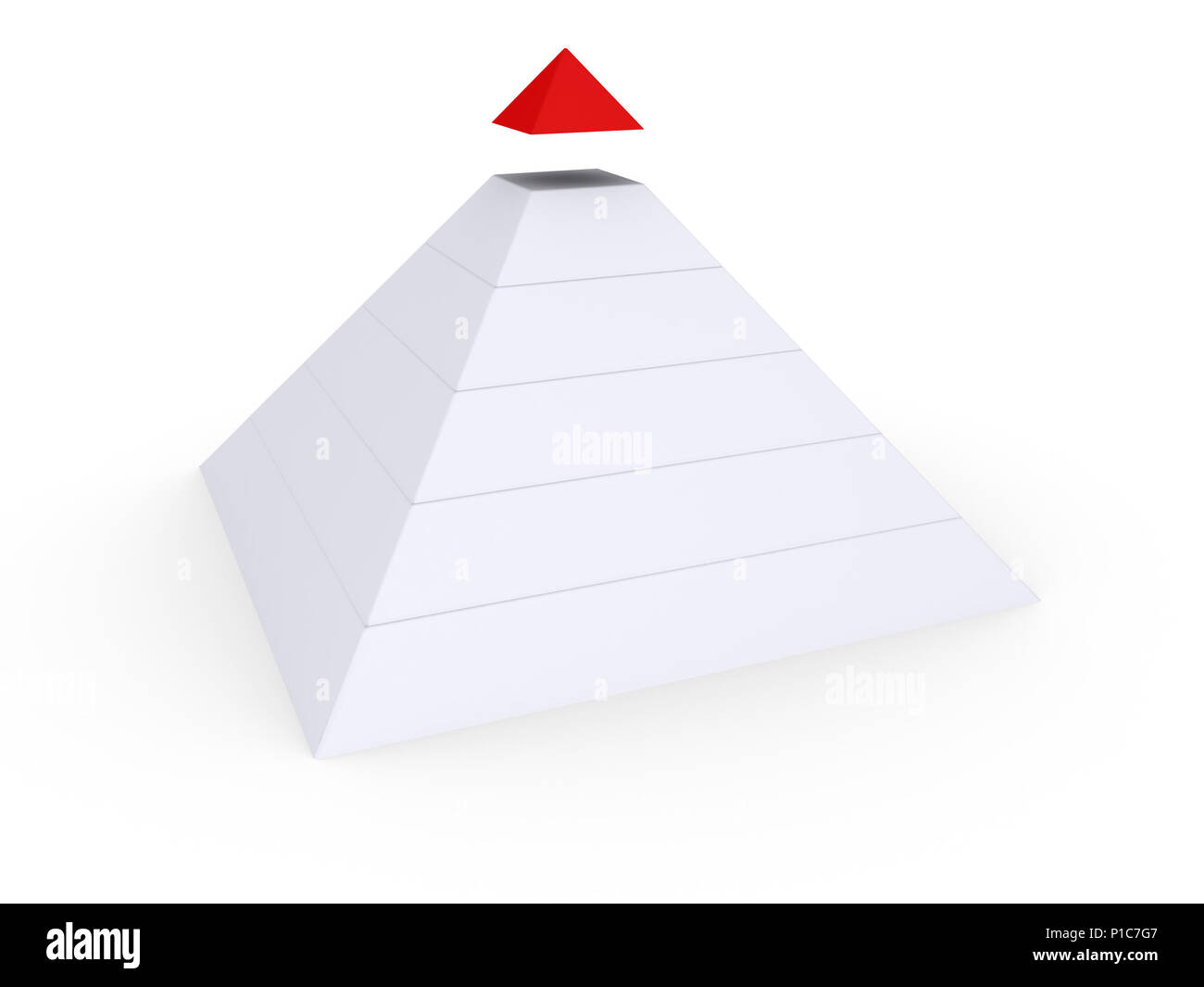 La piramide di colore bianco con parte superiore rossa staccato Foto Stock