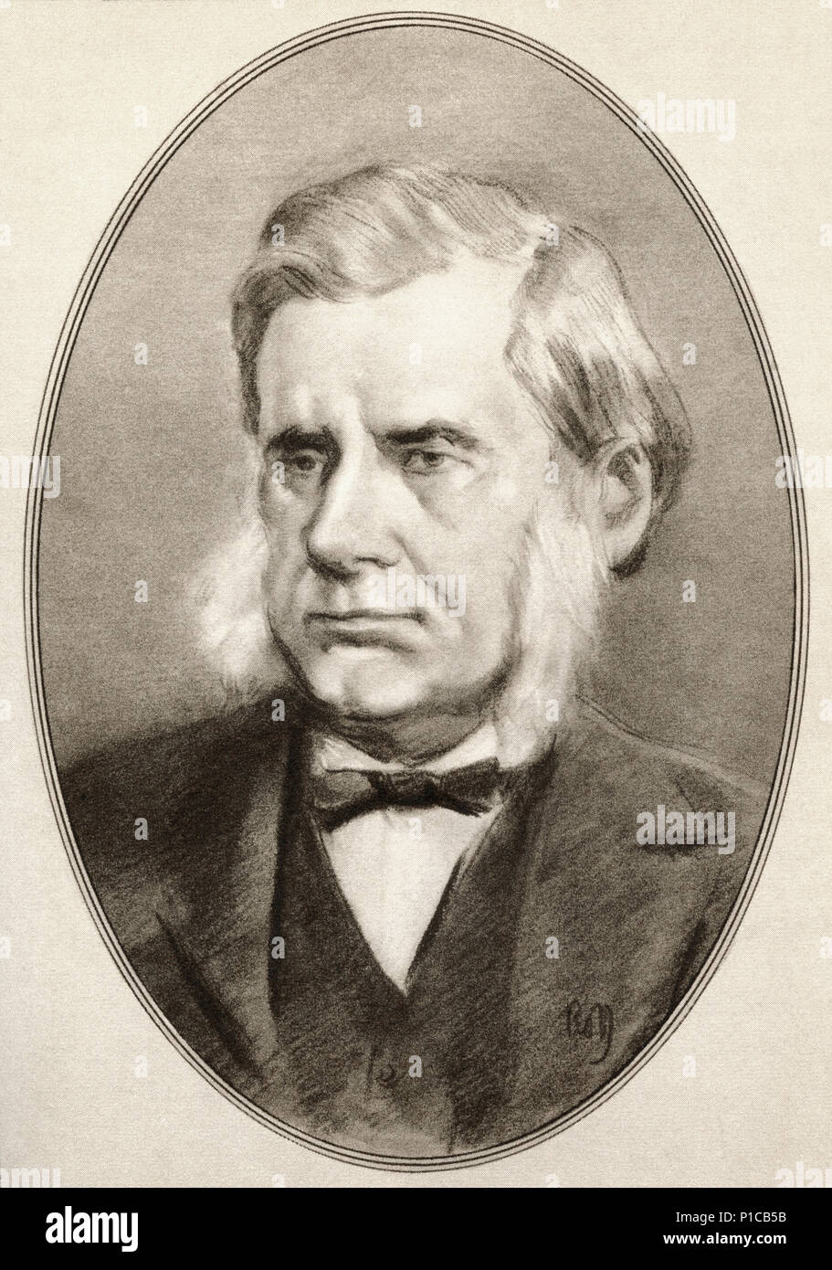 Thomas Henry Huxley, 1825 - 1895. Il biologo inglese specializzato in anatomia comparata. Illustrazione da Gordon Ross, artista americano e illustrator (1873-1946), dal vivere le biografie di grandi scienziati. Foto Stock