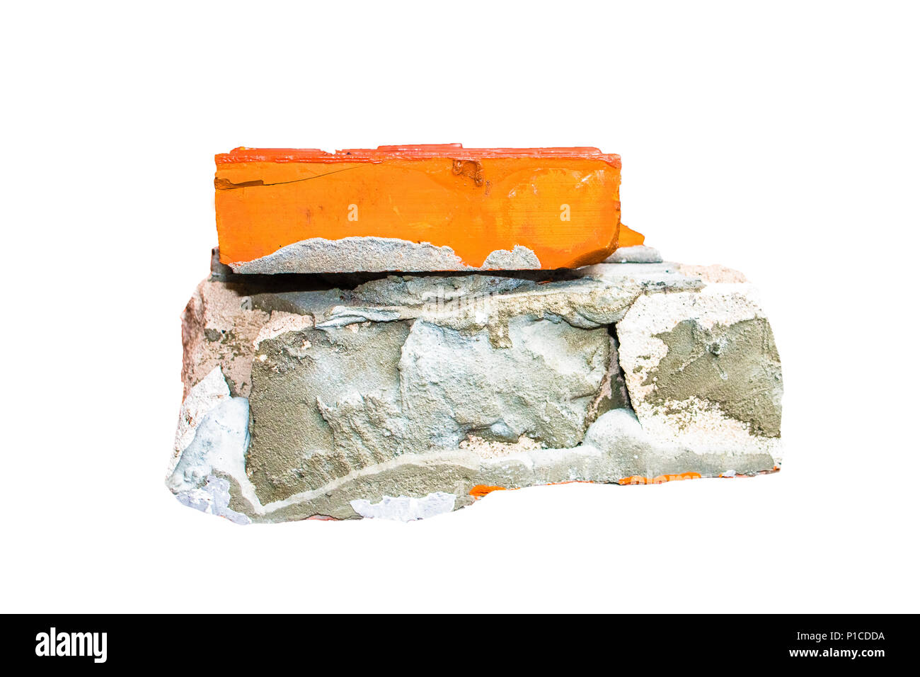 Materie di mattoni e pietra a creative per la progettazione e la decorazione isolare su sfondo.spazio copia.tracciato di ritaglio Foto Stock