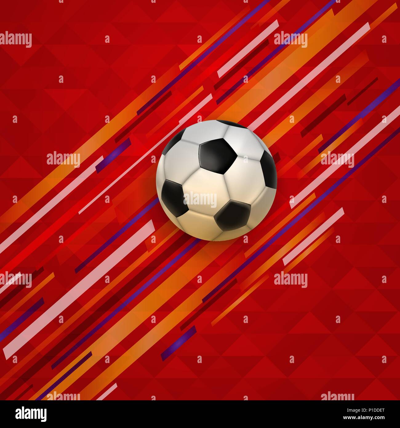 Sfondo di calcio per la partita di calcio. Sport realistico piede palla in 3d su stile colorato sfondo sport. EPS10 vettore. Illustrazione Vettoriale