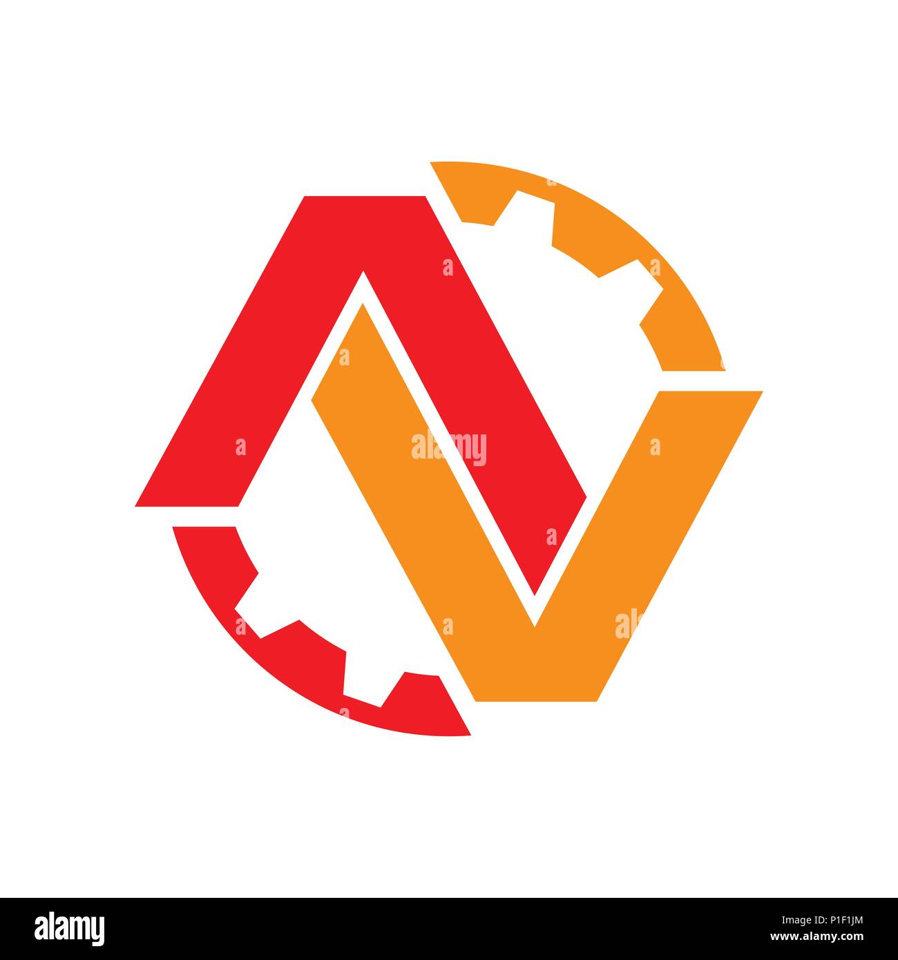 Rosso Arancione sigla AV Lettermark Engineering marcia colore piatto simbolo Vector Graphic Logo Design Illustrazione Vettoriale