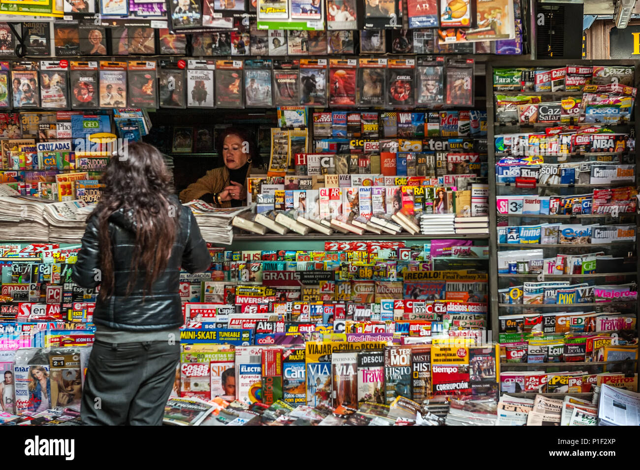 Un nuovo stand chiosco, Madrid, Spagna. Foto Stock