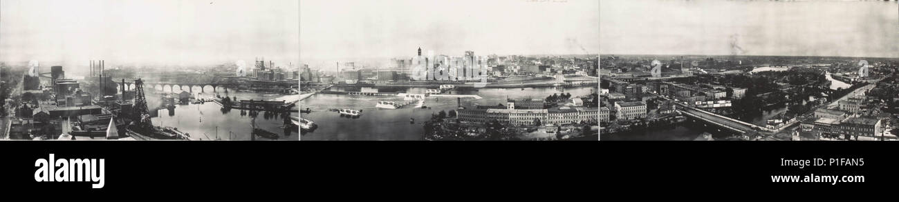 Fiume Mississippi e cascate Saint Anthony nel 1915 Foto Stock