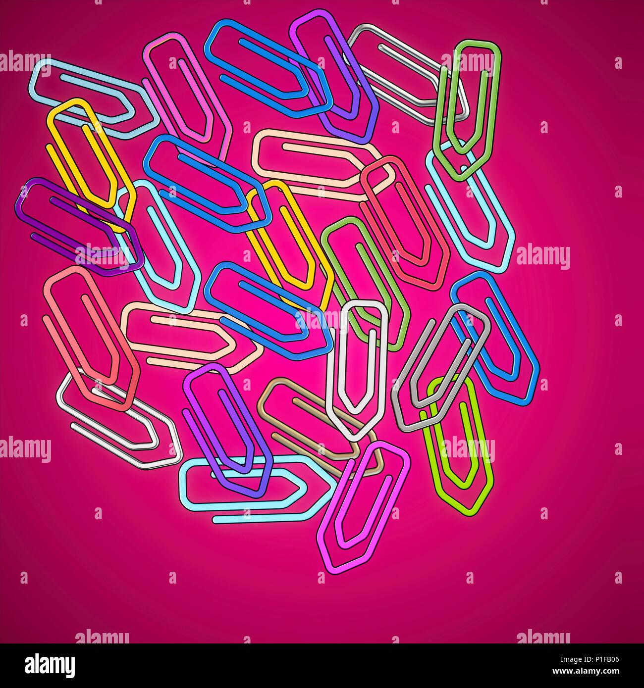 Ufficio colorate fascette isolate . Illustrazione.Immagine di stock. Foto Stock