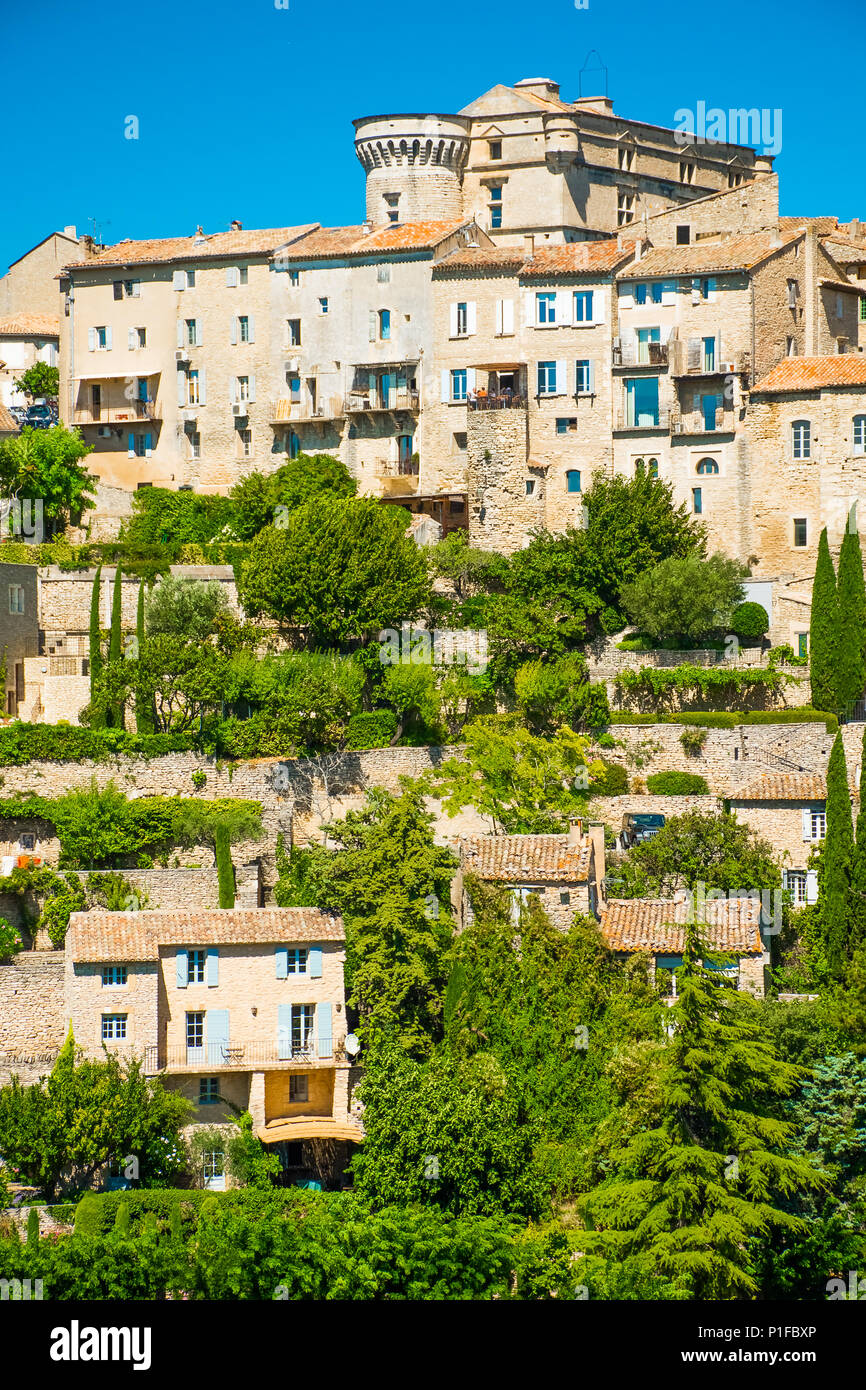 Antico borgo medievale di Gordes, Provenza in Francia Foto Stock