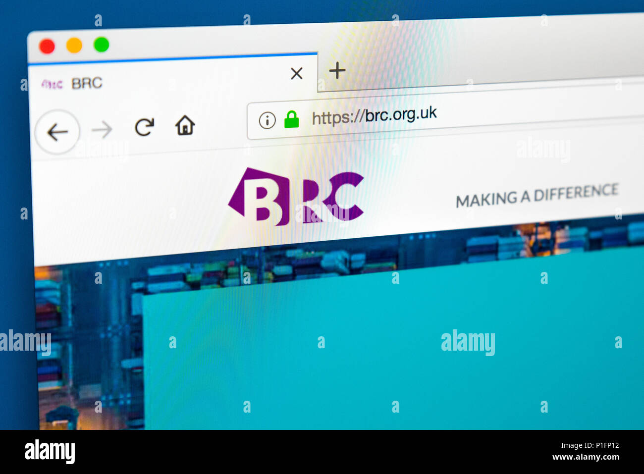 LONDON, Regno Unito - 17 Maggio 2018: la homepage del sito ufficiale per il British Retail Consortium - l'associazione commerciale nel Regno Unito in rappresentanza di tutti i Foto Stock