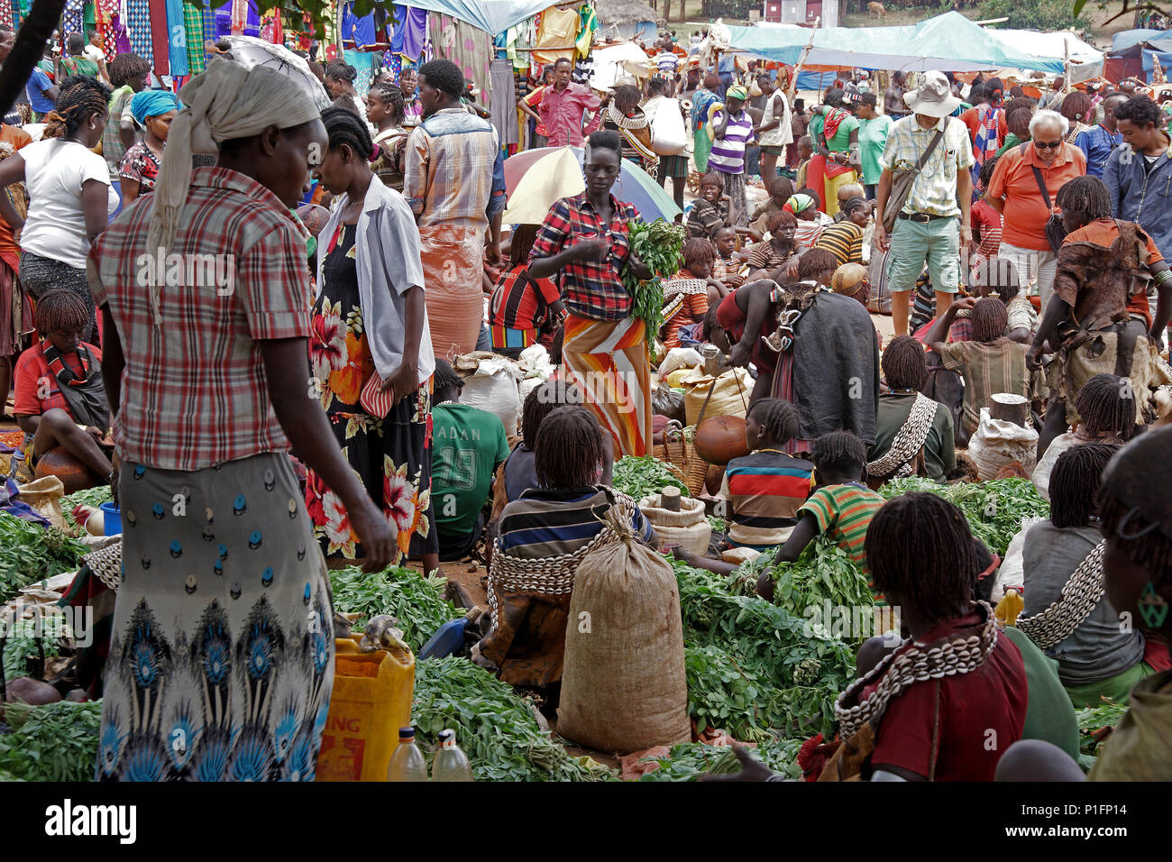 Africa, Etiopia, Tsemay Mercato, Afrika, Aethiopien, Tsemay Markt Foto Stock