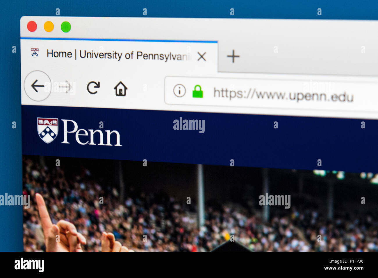 LONDON, Regno Unito - 17 Maggio 2018: la homepage del sito web ufficiale per l'Università di Pennsylvania - un privato Ivy League università di ricerca trova Foto Stock