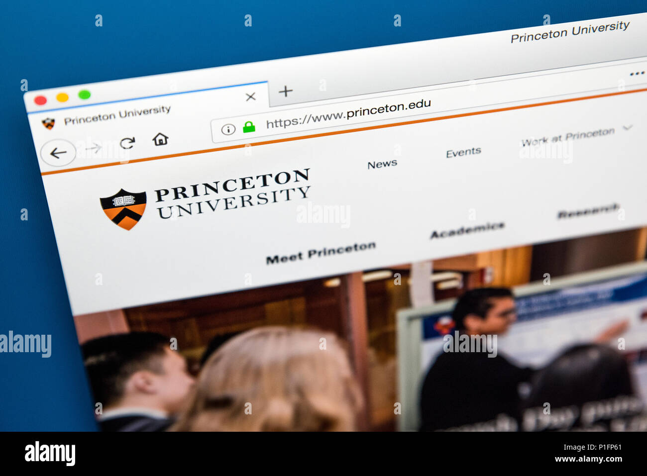 LONDON, Regno Unito - 17 Maggio 2018: la homepage del sito ufficiale di Princeton University - un privato Ivy League ricerca Università di Princeton, New Foto Stock