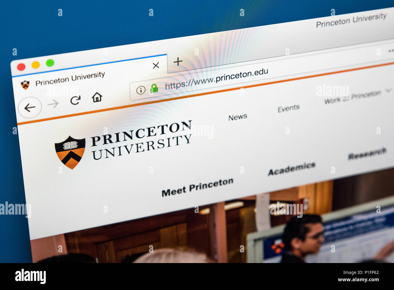 LONDON, Regno Unito - 17 Maggio 2018: la homepage del sito ufficiale di Princeton University - un privato Ivy League ricerca Università di Princeton, New Foto Stock