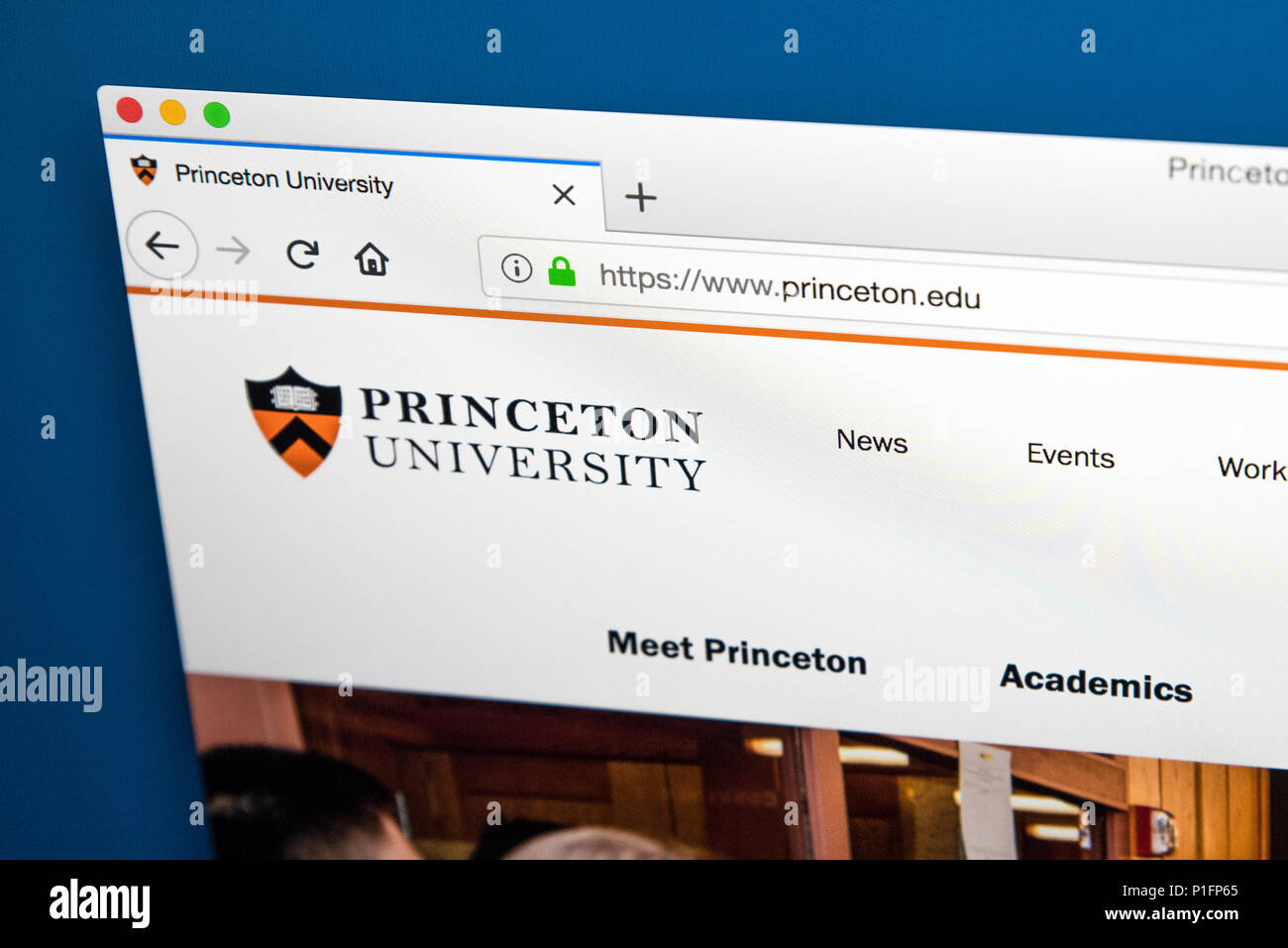 LONDON, Regno Unito - 17 Maggio 2018: la homepage del sito ufficiale di Princeton University - un privato Ivy League ricerca Università di Princeton, New Foto Stock