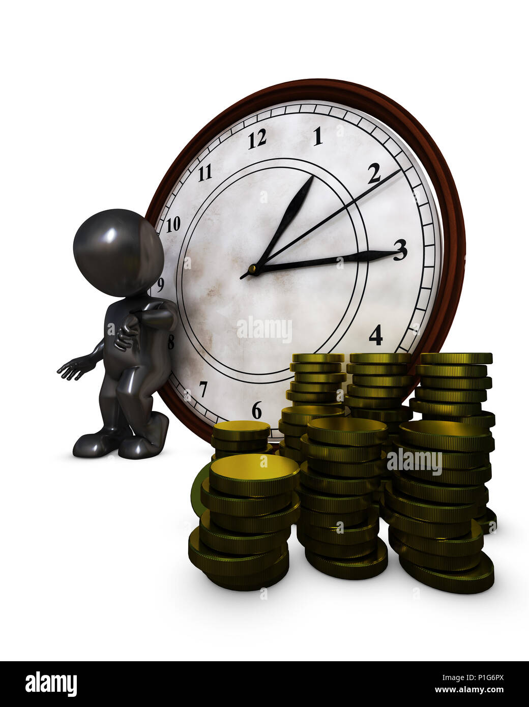 3D Render di Morph uomo il tempo è denaro Foto Stock