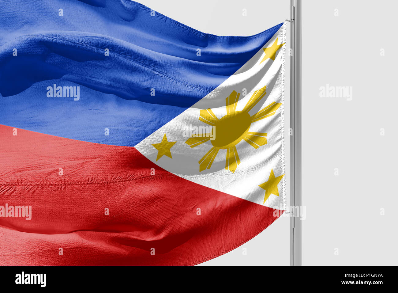 Isolato Philippine bandiera sventola 3d tessuto realistico Foto Stock