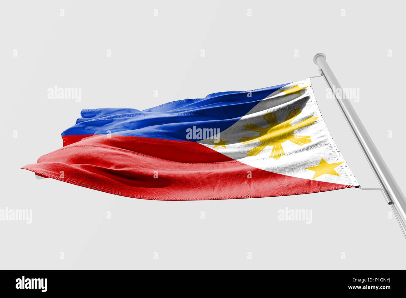 Isolato Philippine bandiera sventola 3d tessuto realistico Foto Stock