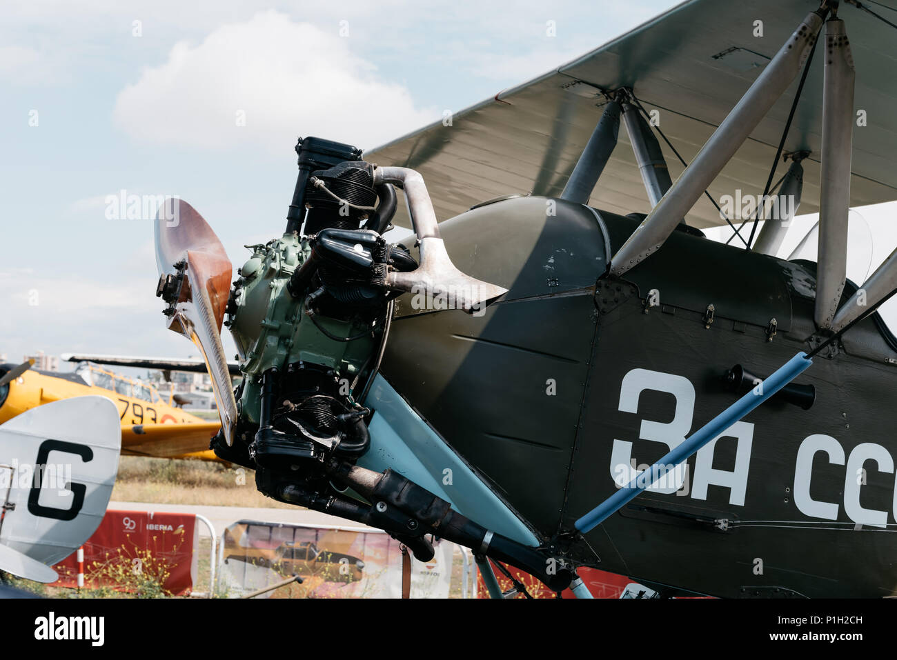Madrid, Spagna - 3 Giugno 2018: Polikarpov Po 2 dal 1928 Aerei russi durante air show della storica collezione aerei a Cuatro Vientos airport Foto Stock