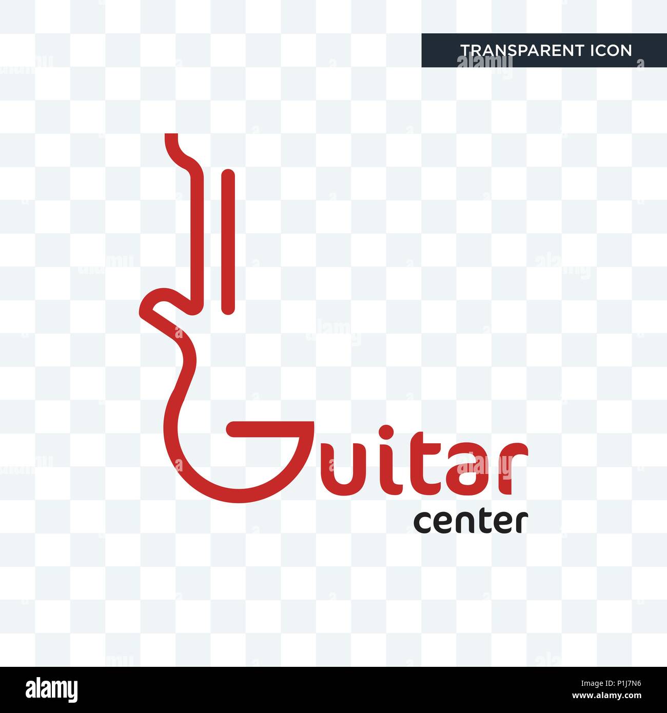 Centro di chitarra icona vettore isolato su sfondo trasparente, chitarra logo centro di concetto Illustrazione Vettoriale