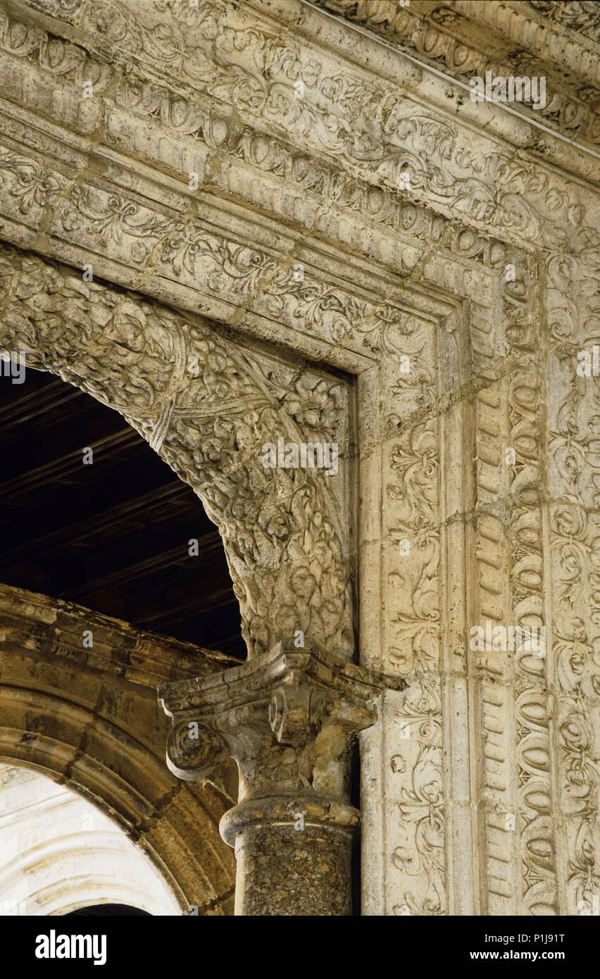 Pe randa de Duero, Plaza Mayor e Palacio de los Avellaneda / Zúñiga; decorados de vestíbulo. Foto Stock