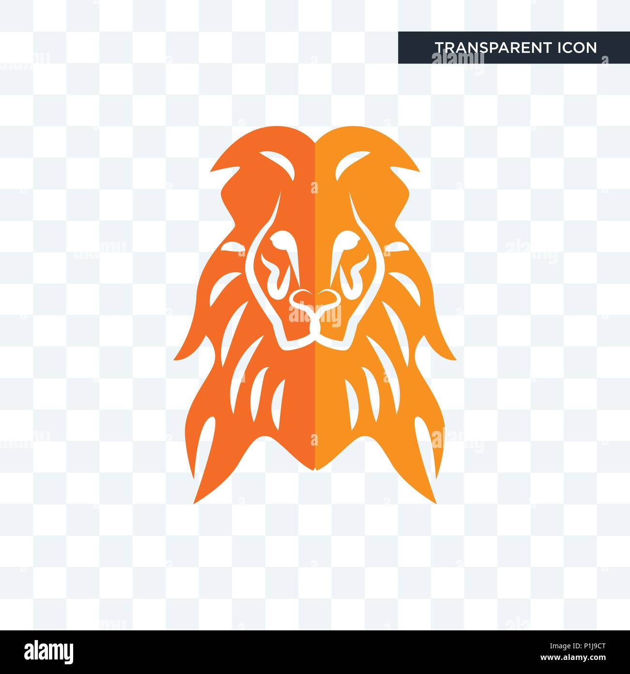 Orange lion icona vettore isolato su sfondo trasparente, orange lion concetto del logo Illustrazione Vettoriale