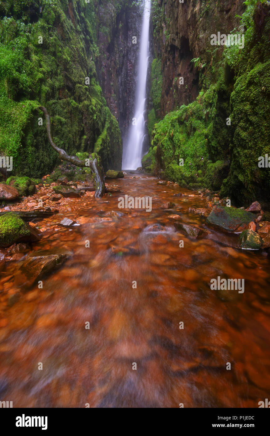 Forza di scala cascata dopo forti piogge, Lake District, England, Regno Unito Foto Stock