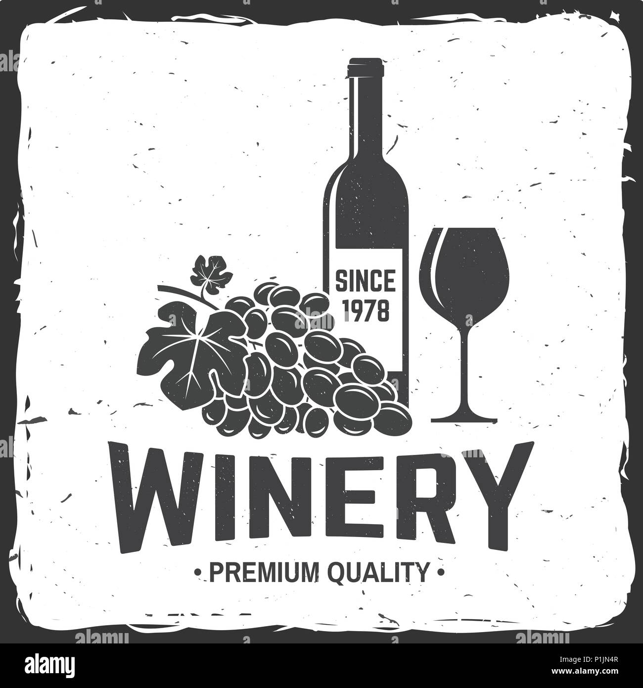 Badge di cantina, segno, modello o etichetta. Illustrazione Vettoriale. Vintage design per la cantina azienda, negozi, bar, pub, branding e ristorante business. Coaster per bicchieri da vino Illustrazione Vettoriale