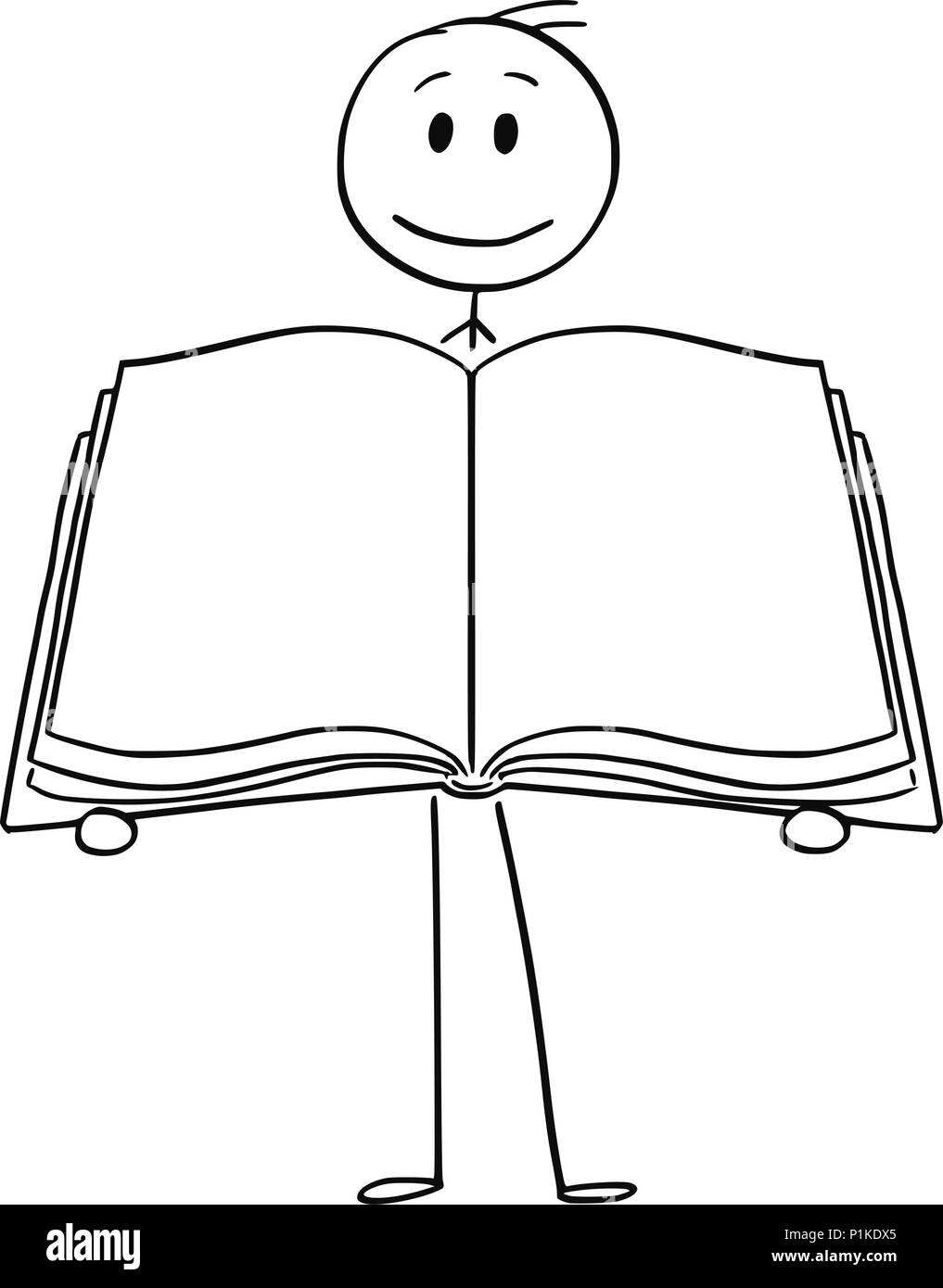 Cartoon di uomo o imprenditore tenendo aperte libro vuoto Illustrazione Vettoriale