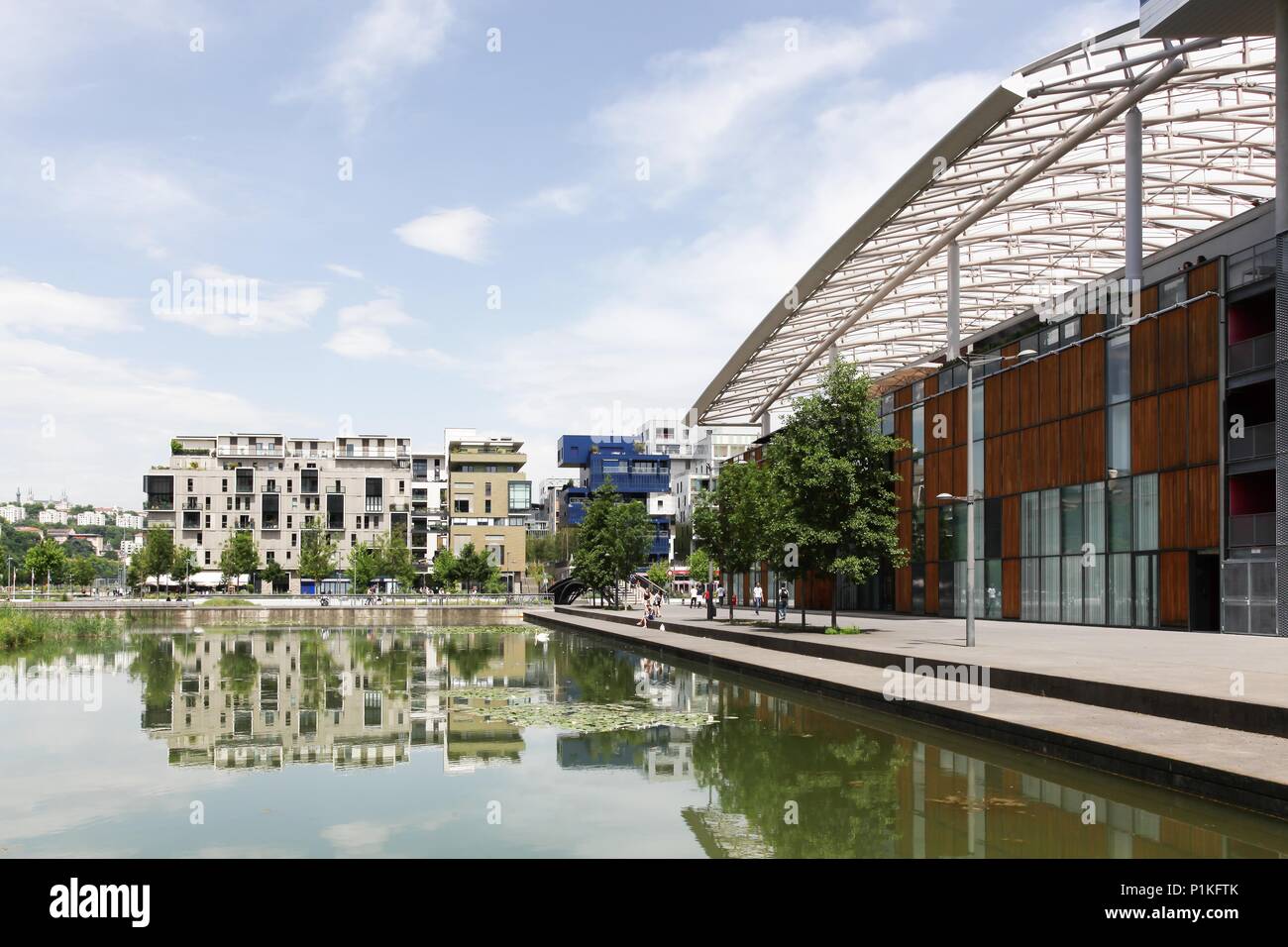 Confluenza del distretto di Lione con architettura moderna ed è uno dei più grandi progetti di riqualificazione urbana in Europa Foto Stock