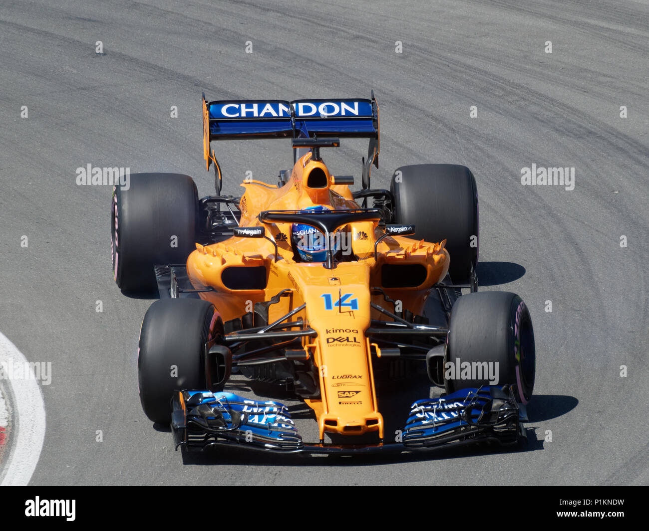 Montreal, Canada 6/9/2018. Fernando Alonso di Spagna per la McLaren F1 Team durante le qualifiche in Formula 1 Gran Premio del Canada , il circuito Gilles-Vill Foto Stock