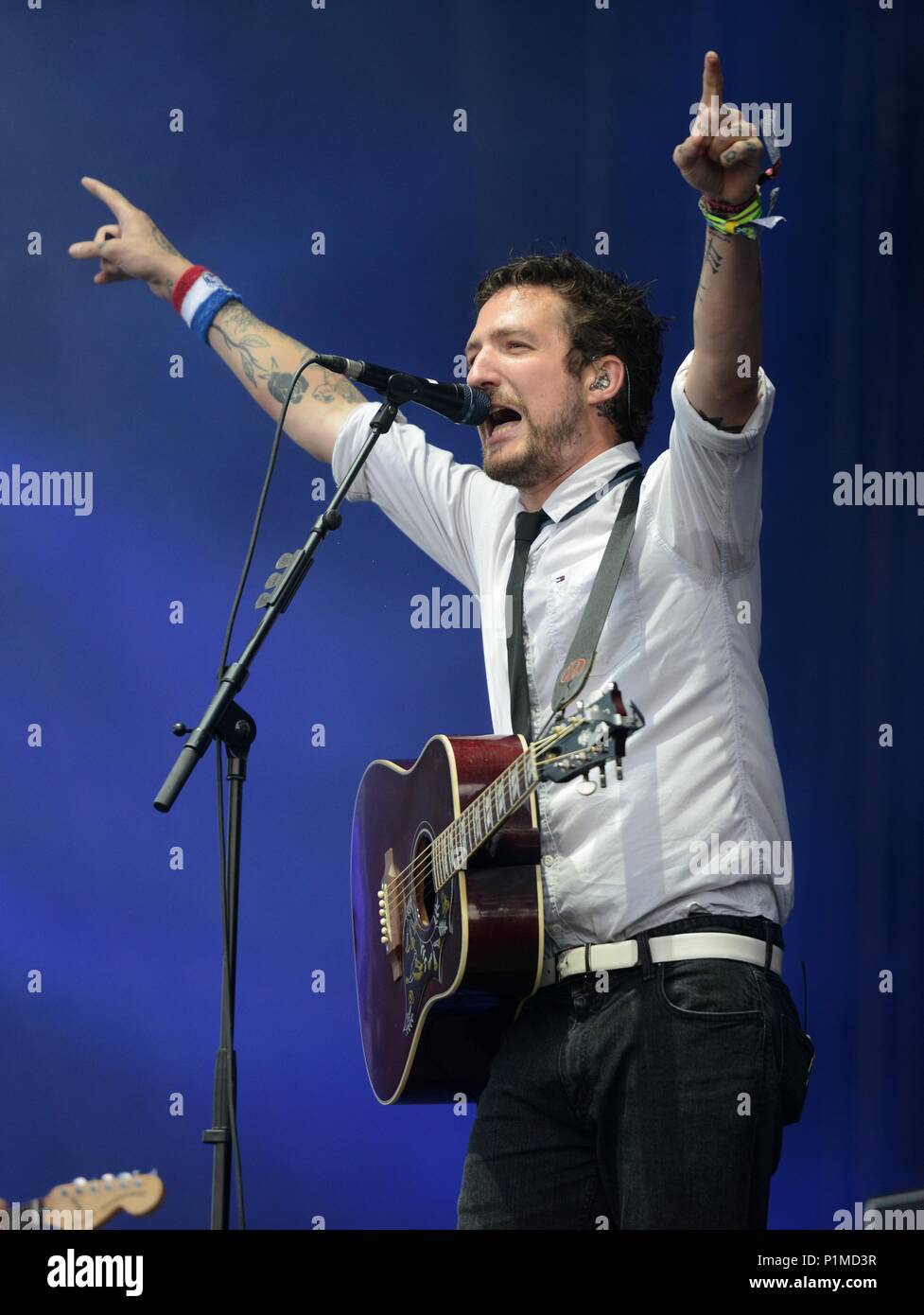 Frank Turner Si Esibisce Nell'Altro Stage Glastonbury Festival 2015 27/06/2015 Foto Stock