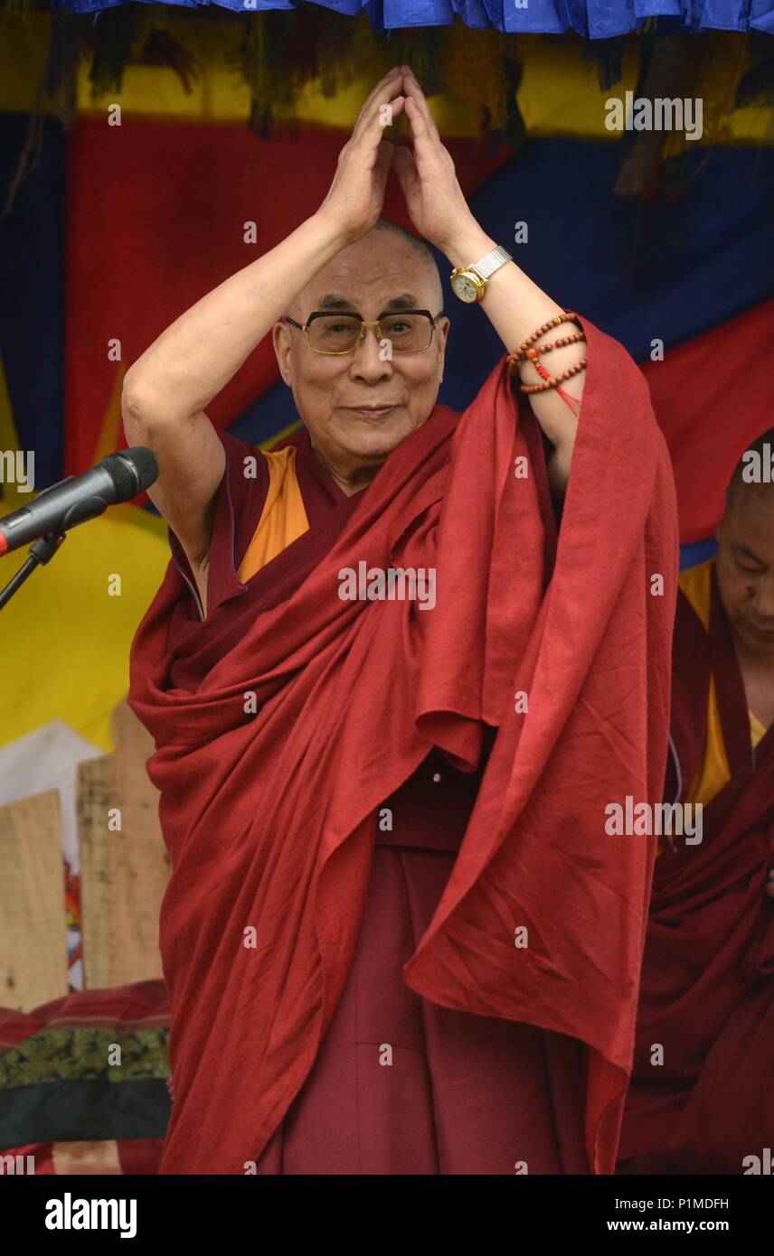 Il Dalai Lama Parla Al Glastonbury Festival 2015 - Domenica 28/06/2015 Foto Stock