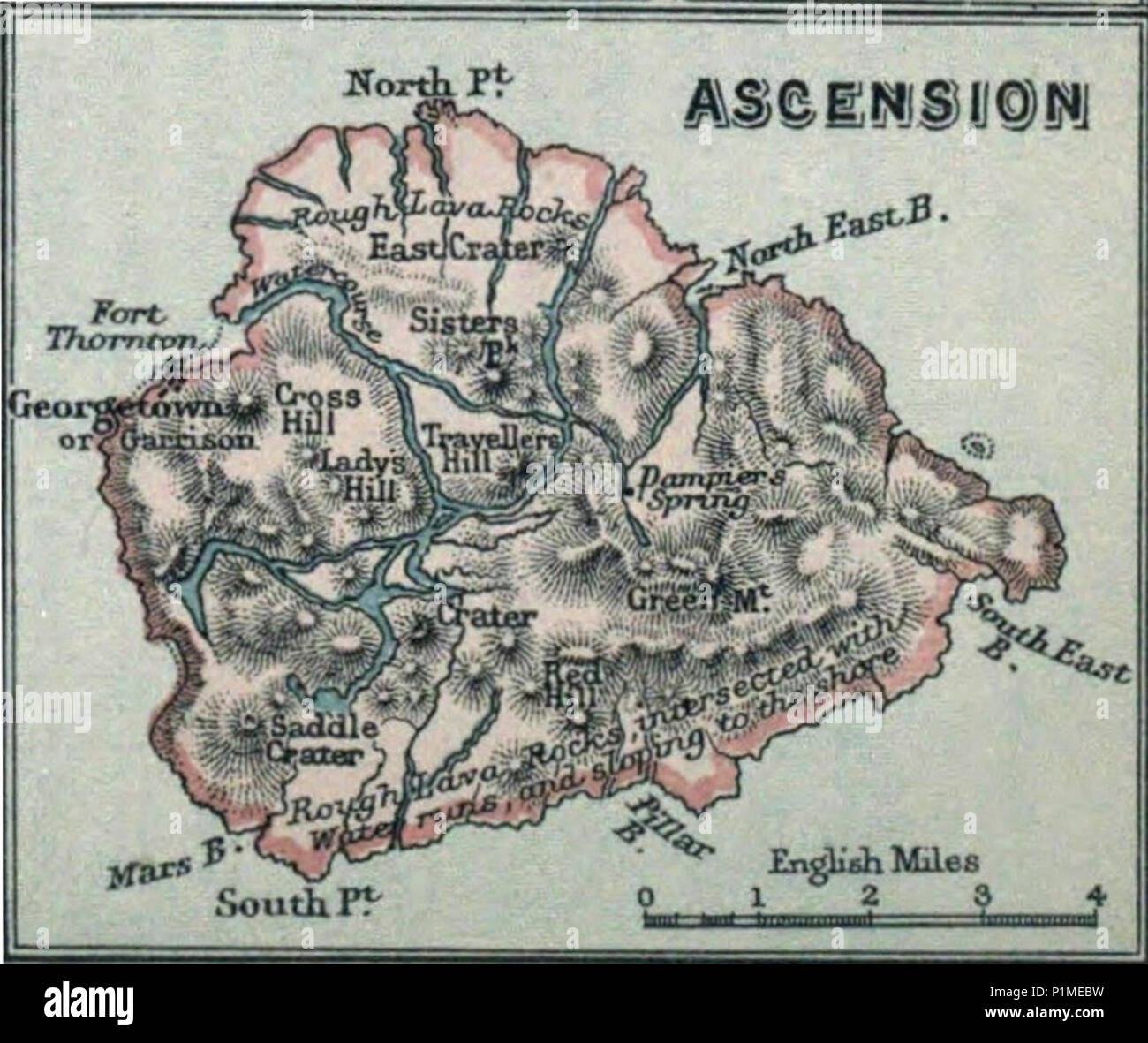 (1894) Mappa di Isola di Ascensione Foto Stock