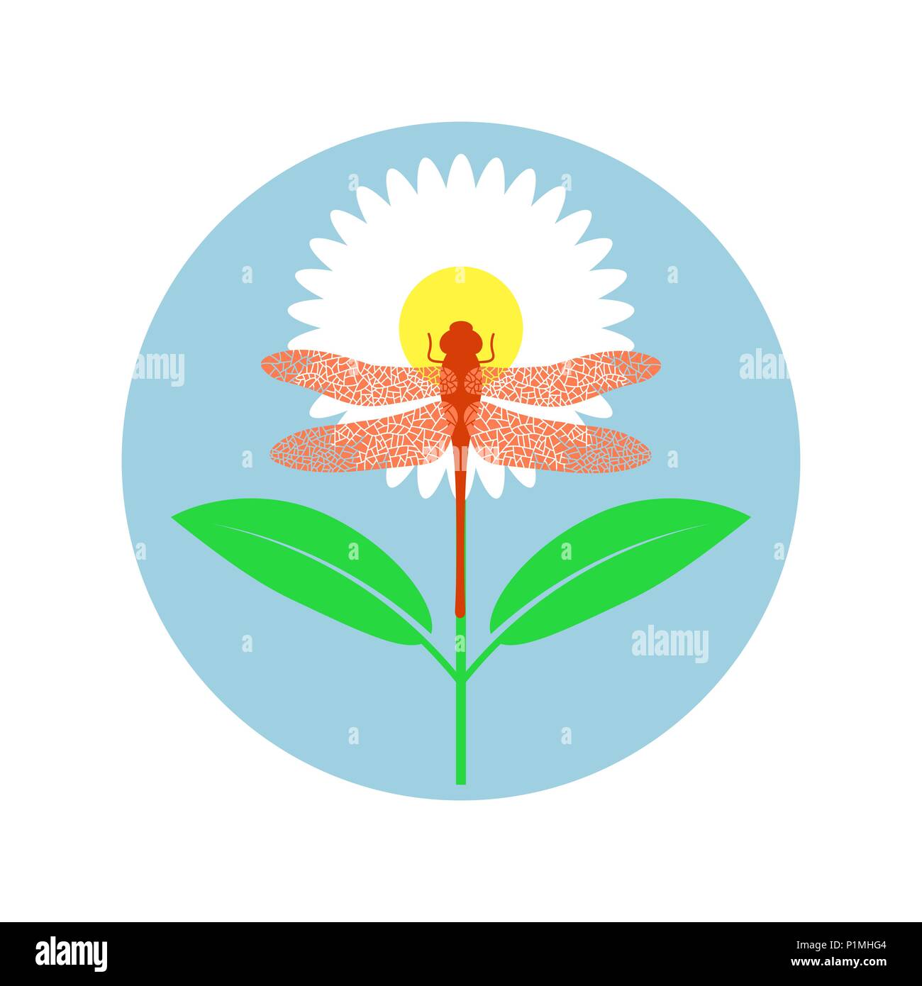 Colorate a forma di libellula Stilized isolati su sfondo bianco. Il logo di insetto Design. Aeschna Viridls Illustrazione Vettoriale