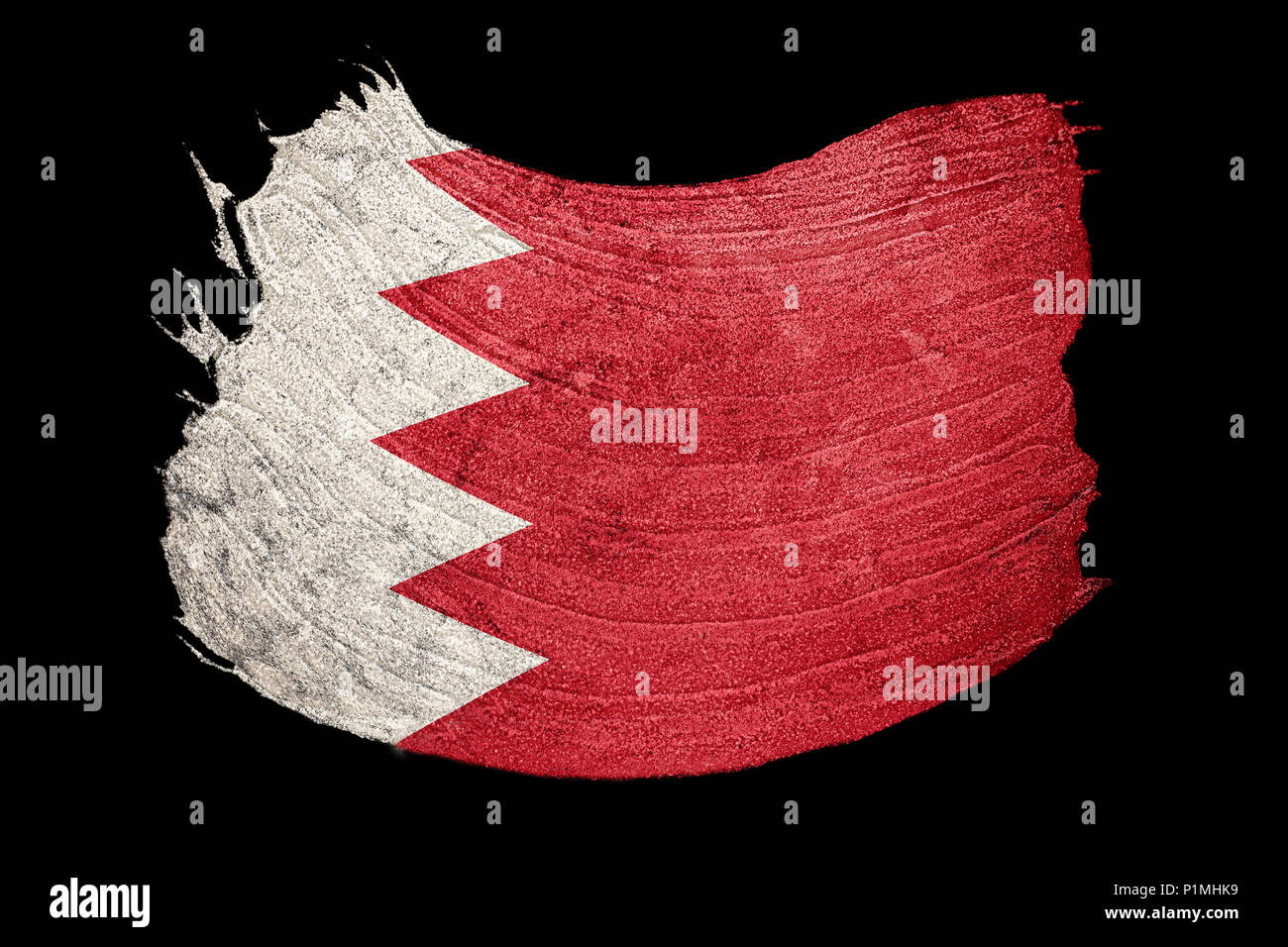 Grunge Bahrain bandiera. Bandiera del Bahrain con texture grunge. Tratto di pennello. Foto Stock