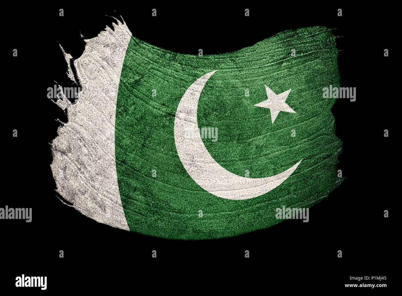 Grunge Pakistan bandiera. Il Pakistan bandiera con texture grunge. Tratto di pennello. Foto Stock