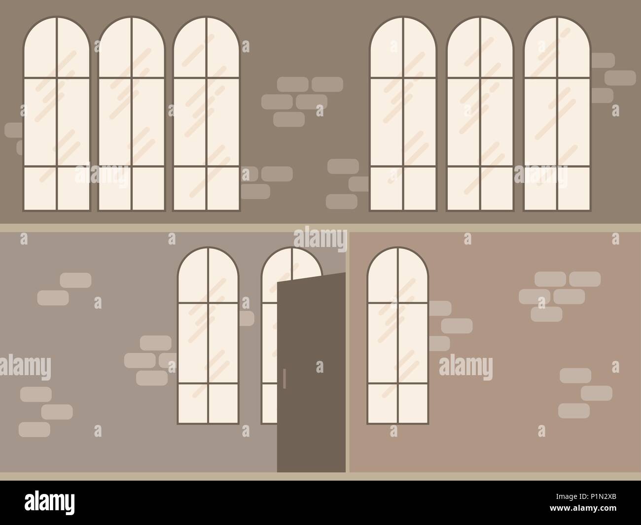 Vettore loft moderno ufficio interno vuoto in scena uno stile piatto Illustrazione Vettoriale
