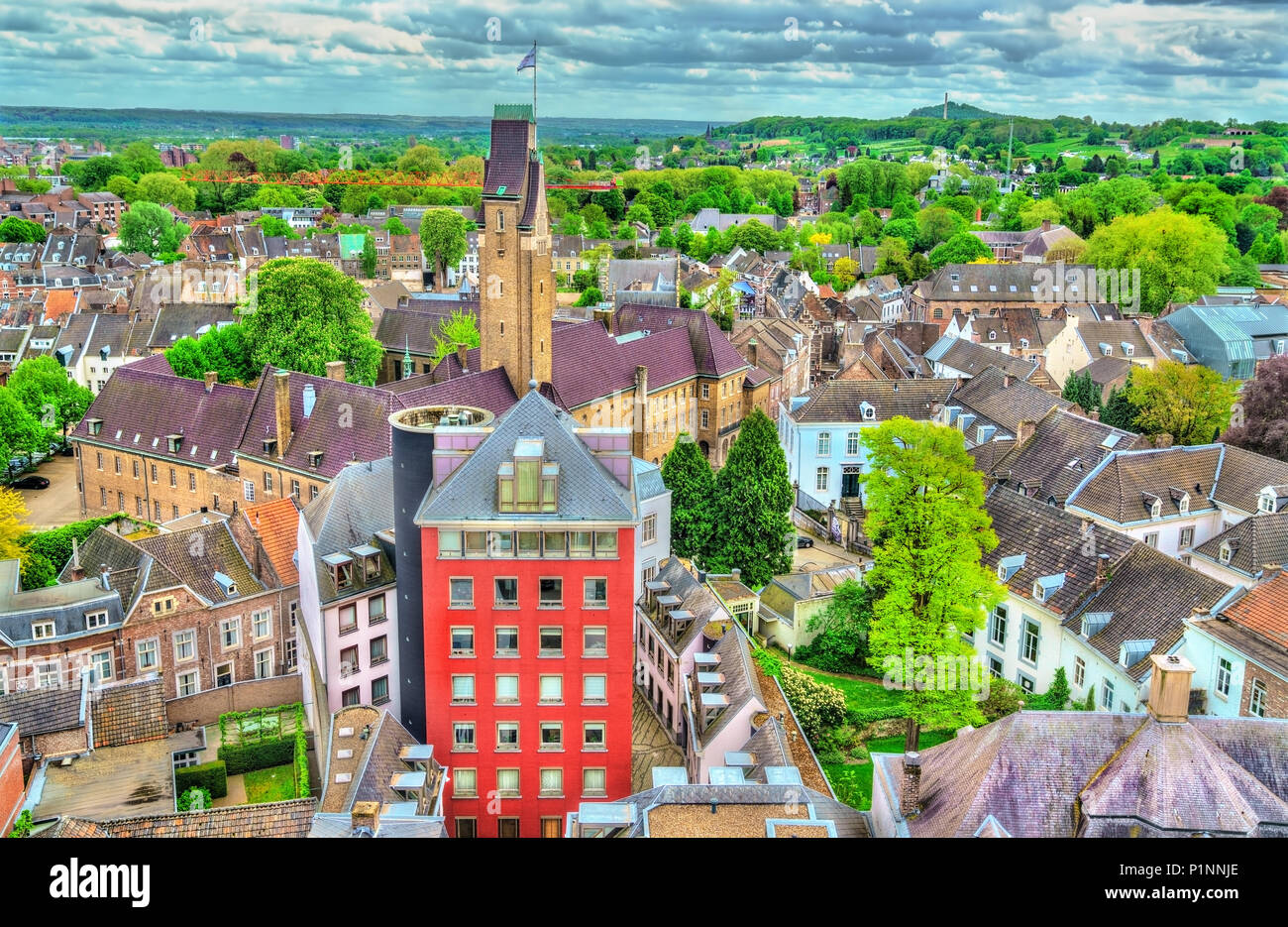 Vista aerea della città vecchia di Maastricht, Paesi Bassi Foto Stock